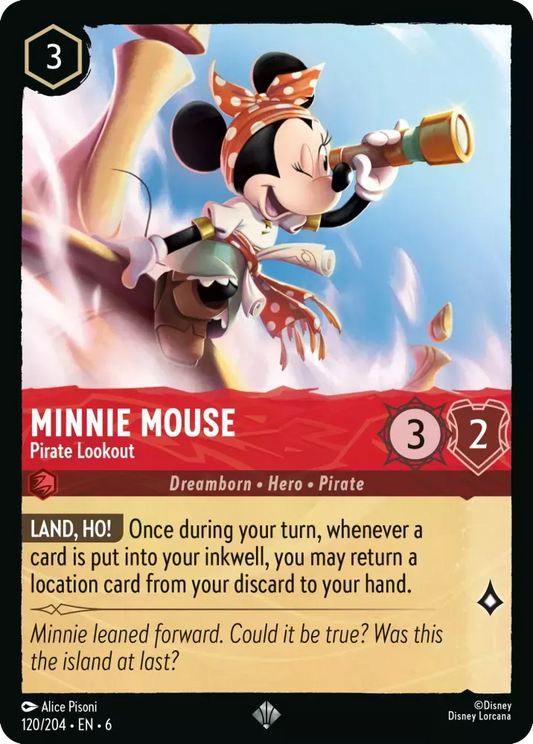 (120) Lorcana Azurite Sea Single: Minnie Mouse - Pirate Lookout  Super Rare