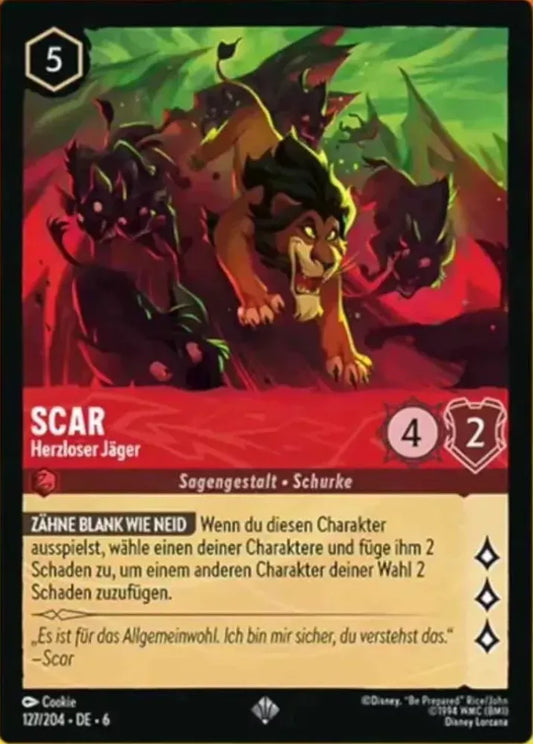 (127) Lorcana Azurite Sea Single: Scar - Heartless Hunter Holo Super Rare