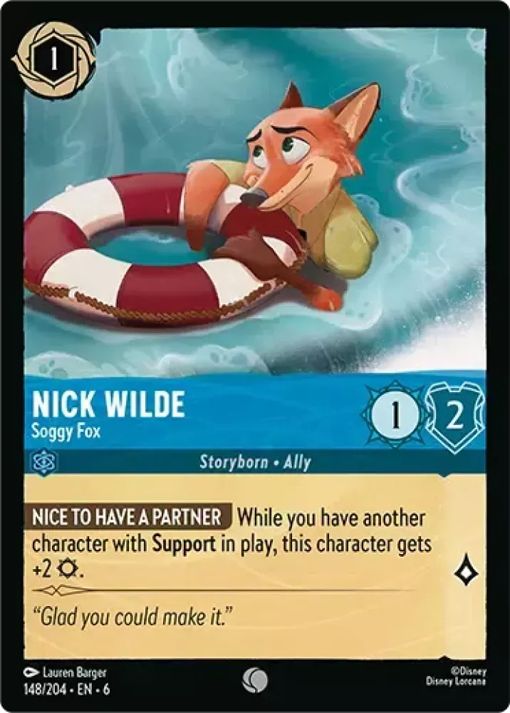 (148) Lorcana Azurite Sea Single: Nick Wilde - Soggy Fox Holo Common