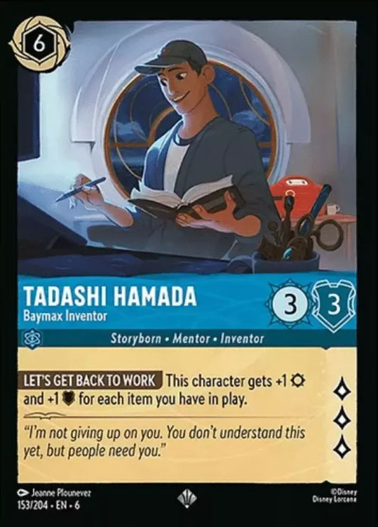 (153) Lorcana Azurite Sea Single: Tadashi Hamada - Baymax Inventor Holo Super Rare