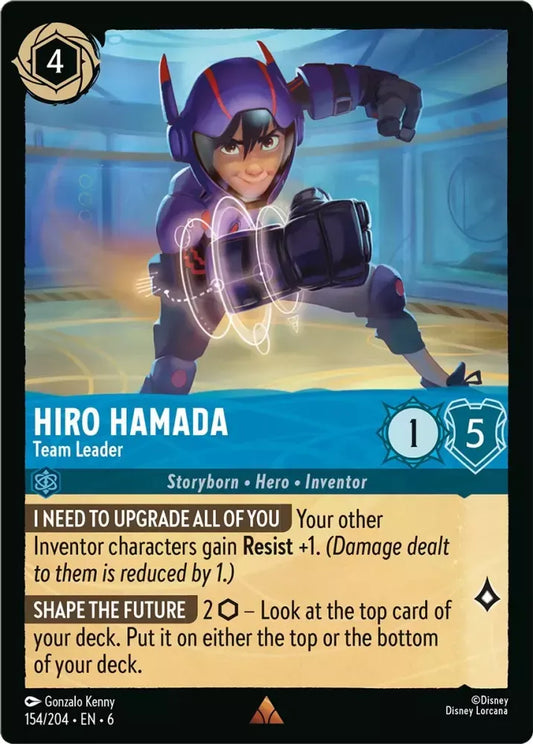 (154) Lorcana Azurite Sea Single: Hiro Hamada - Team Leader  Rare