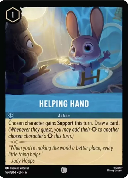 (164) Lorcana Azurite Sea Single: Helping Hand Holo Common