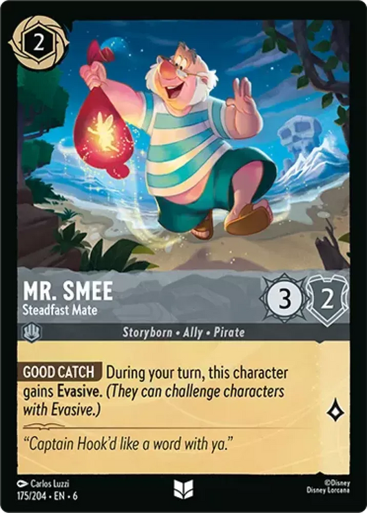 (175) Lorcana Azurite Sea Single: Mr. Smee - Steadfast Mate Holo Uncommon