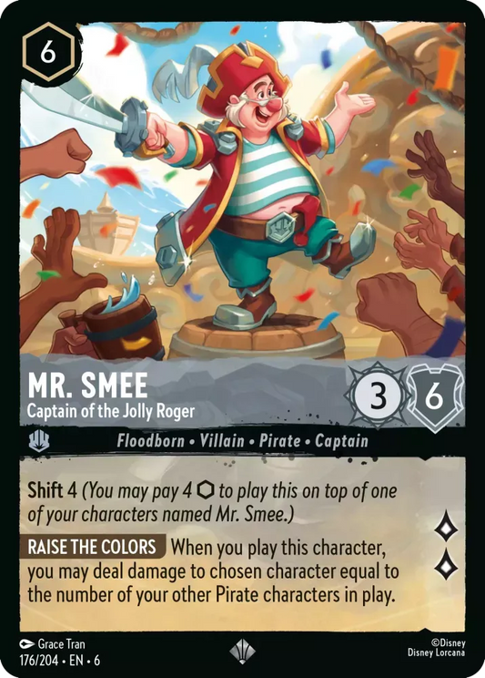 (176) Lorcana Azurite Sea Single: Mr. Smee - Captain of the Jolly Roger Holo Super Rare