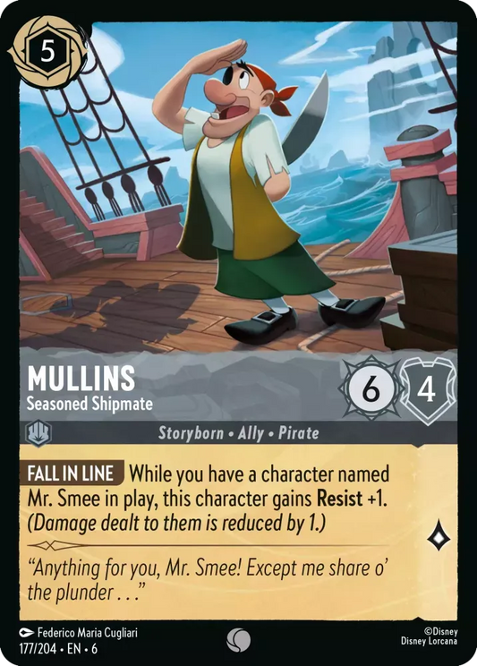 (177) Lorcana Azurite Sea Single: Mullins - Seasoned Shipmate  Common