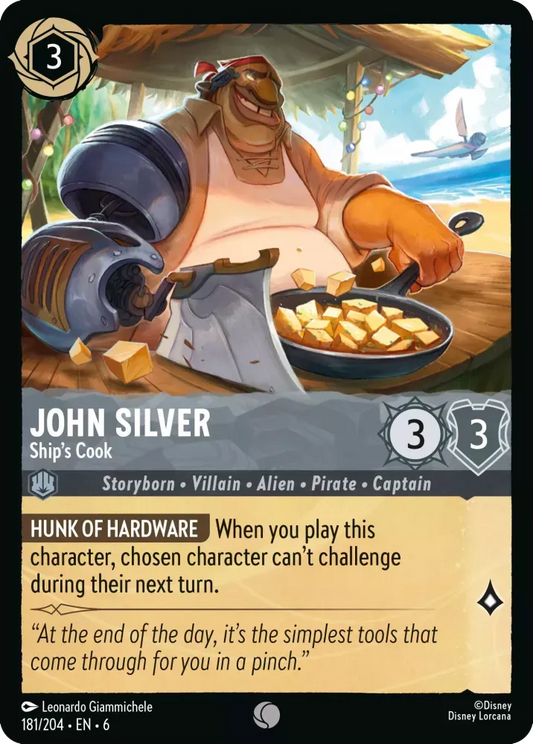 (181) Lorcana Azurite Sea Single: John Silver - Ship's Cook Holo Common