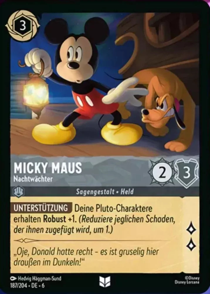 (187) Lorcana Azurite Sea Single: Mickey Mouse - Night Watch Holo Uncommon