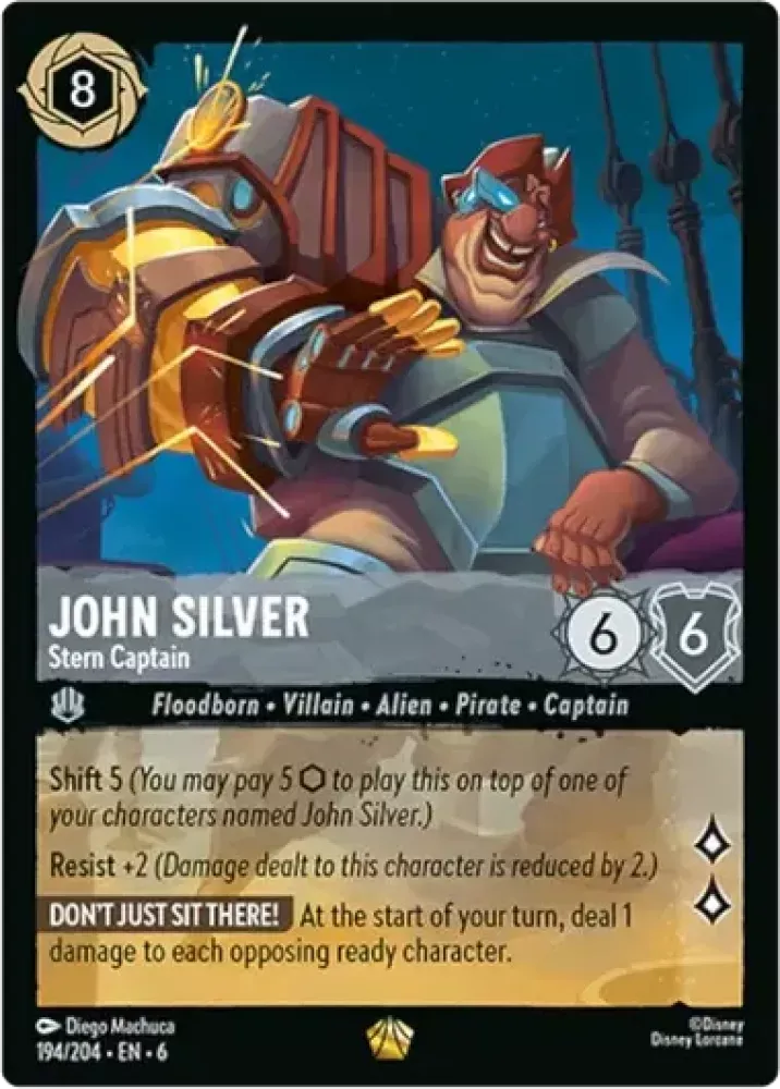 (194) Lorcana Azurite Sea Single: John Silver - Stern Captain  Legendary