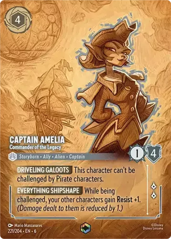 (221) Lorcana Azurite Sea Single: Captain Amelia - Commander of the Legacy (V.2)  Enchanted