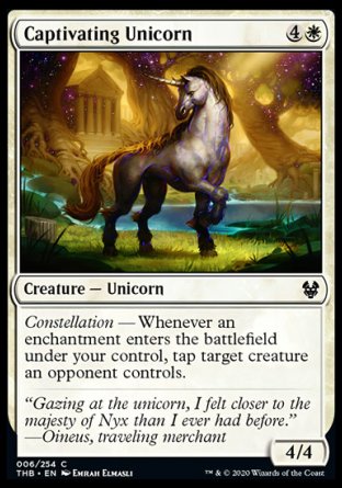 (006/254) Magic The Gathering Theros Beyond Death Single: Captivating Unicorn Holo Common