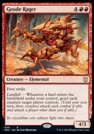 (006) Magic The Gathering Commander: Zendikar Rising Single: Geode Rager  Rare