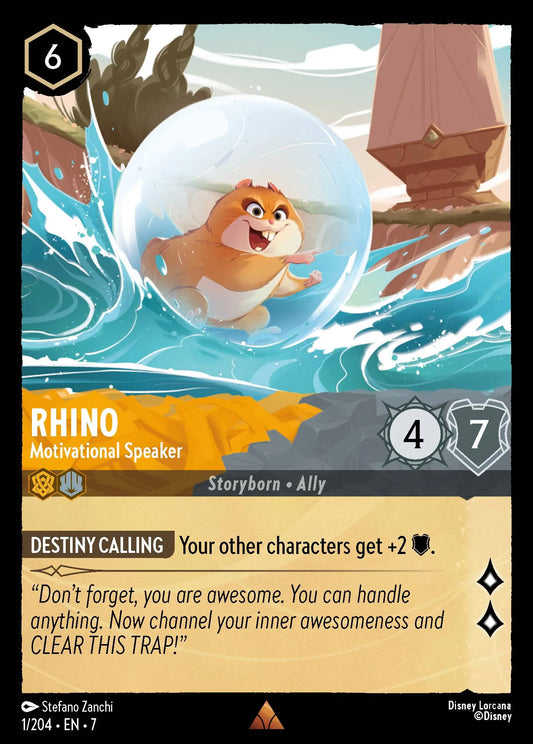 (001/204) Lorcana Archazia's Island Single: Rhino - Motivational Speaker Holo Rare