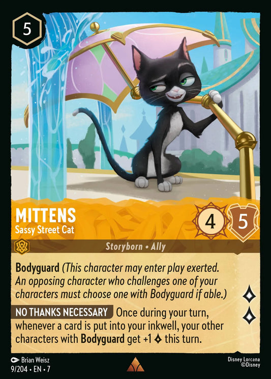 (009/204) Lorcana Archazia's Island Single: Mittens - Sassy Street Cat Holo Rare