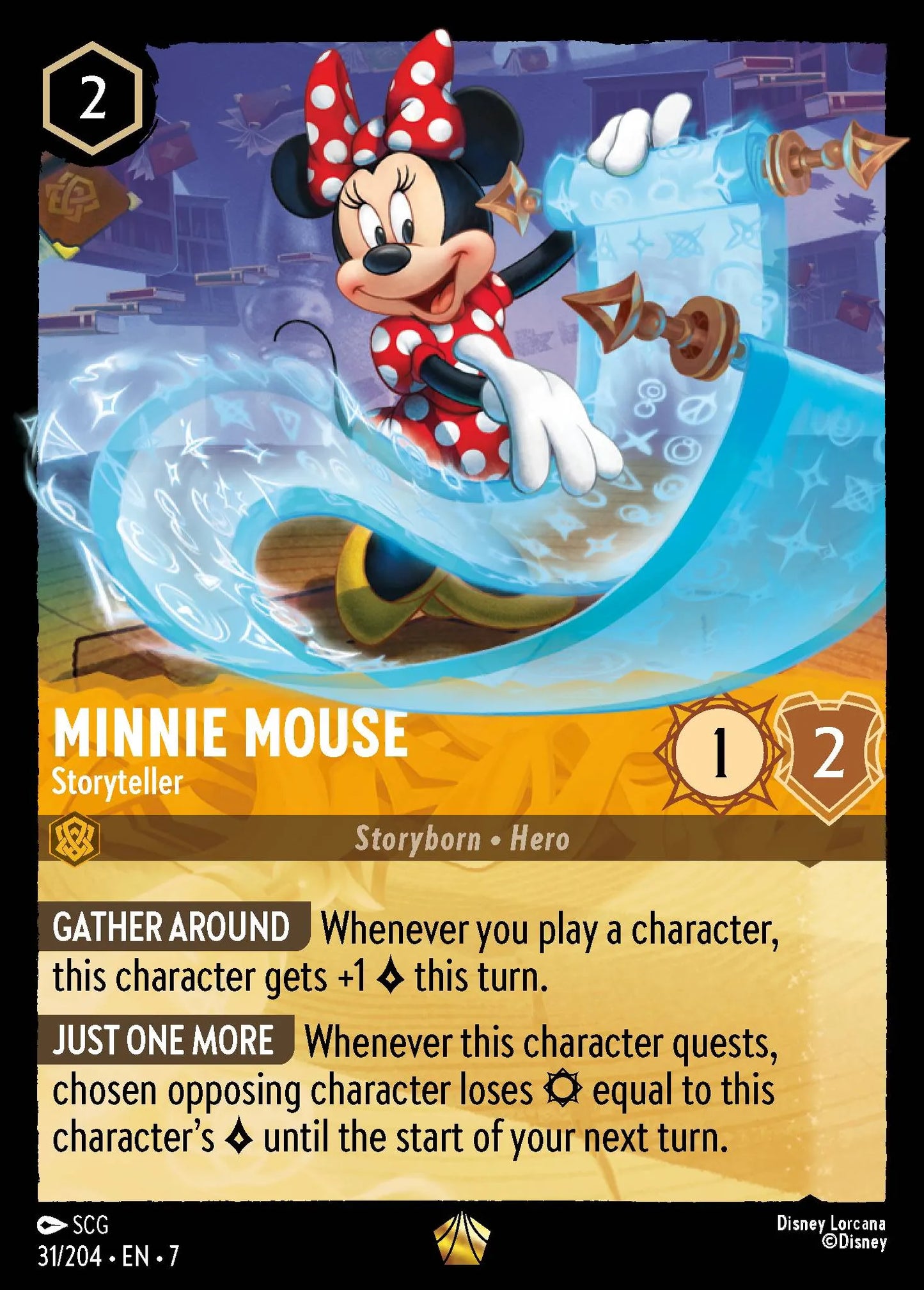 (031/204) Lorcana Archazia's Island Single: Minnie Mouse - Storyteller  Legendary
