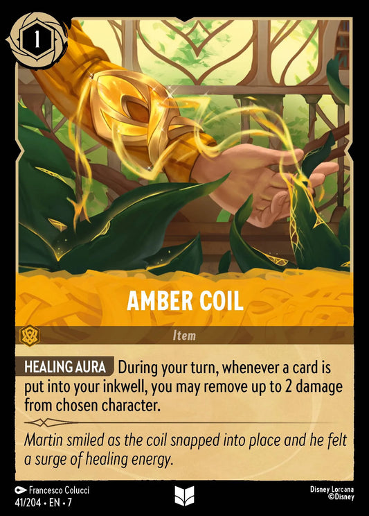 (041/204) Lorcana Archazia's Island Single: Amber Coil Holo Uncommon