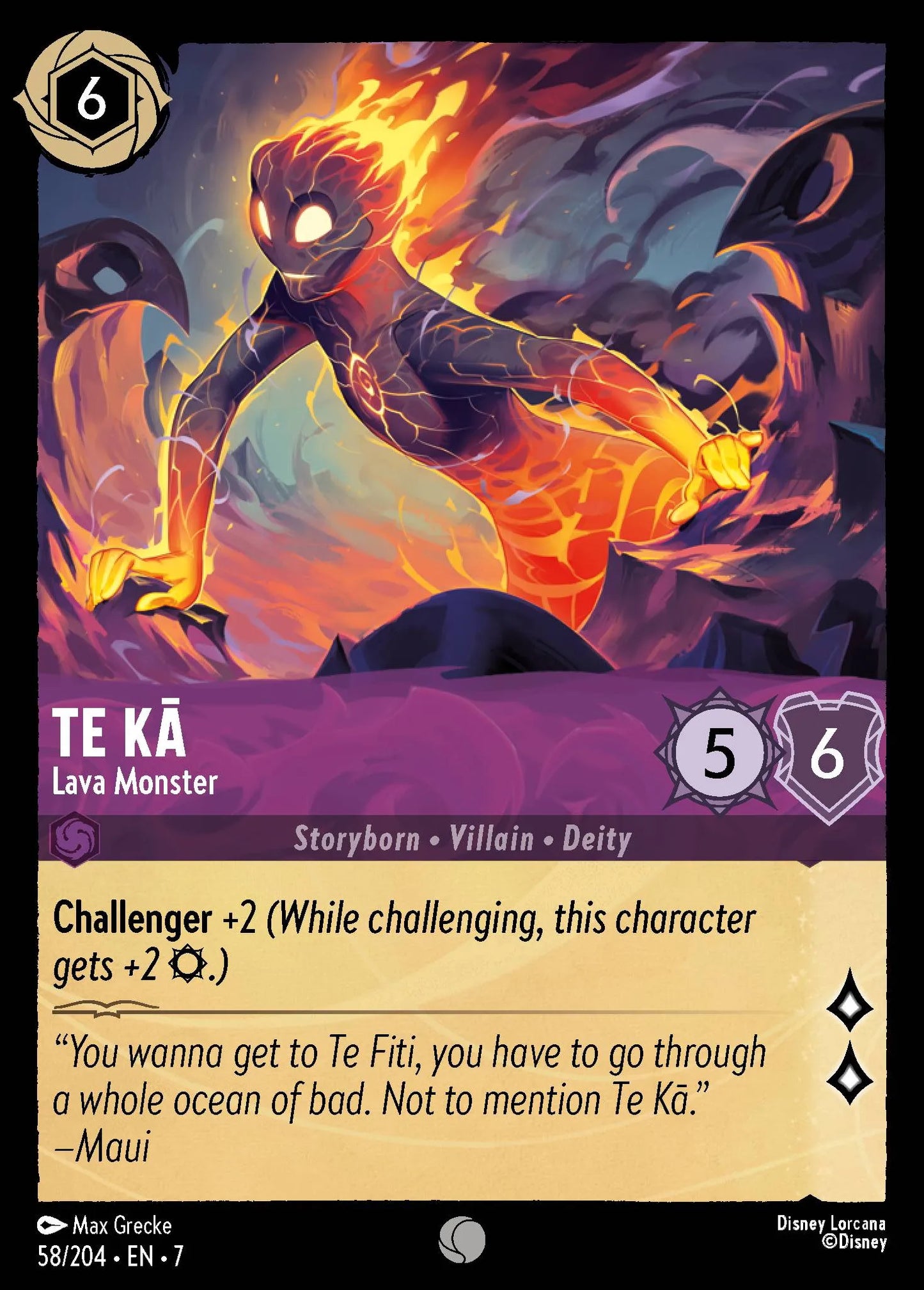 (058/204) Lorcana Archazia's Island Single: Te Kā - Lava Monster  Common