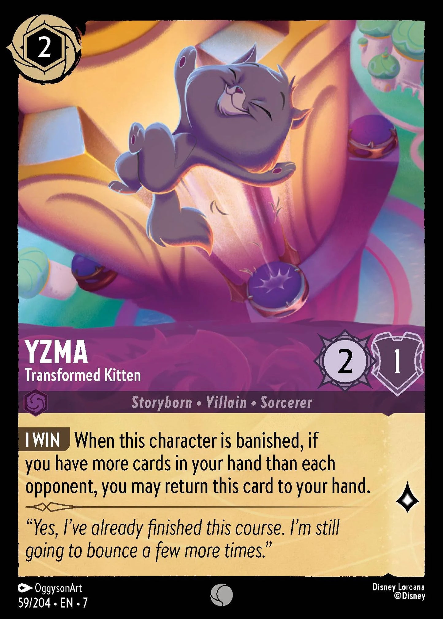 (059/204) Lorcana Archazia's Island Single: Yzma - Transformed Kitten Holo Common