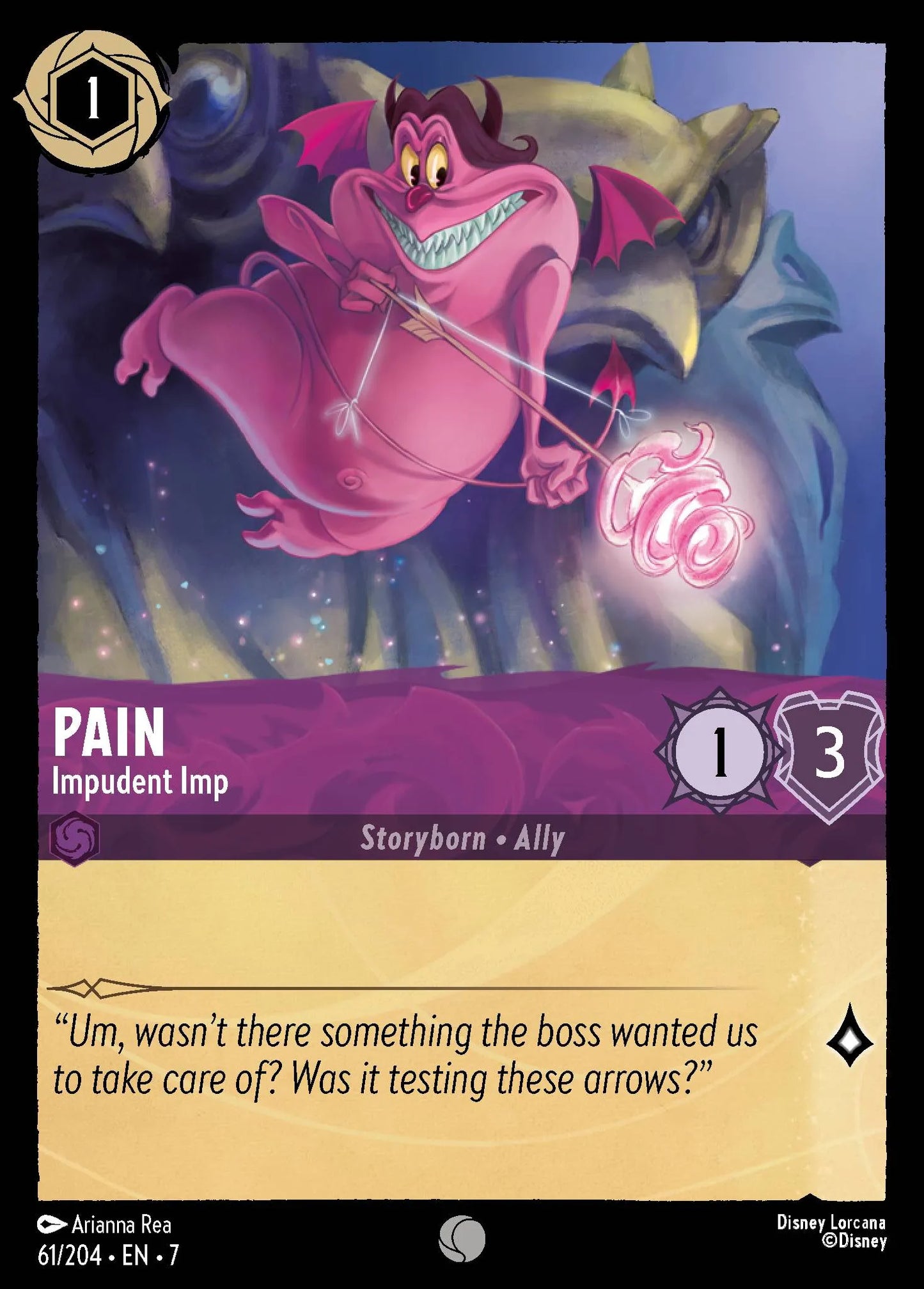 (061/204) Lorcana Archazia's Island Single: Pain - Impudent Imp Holo Common
