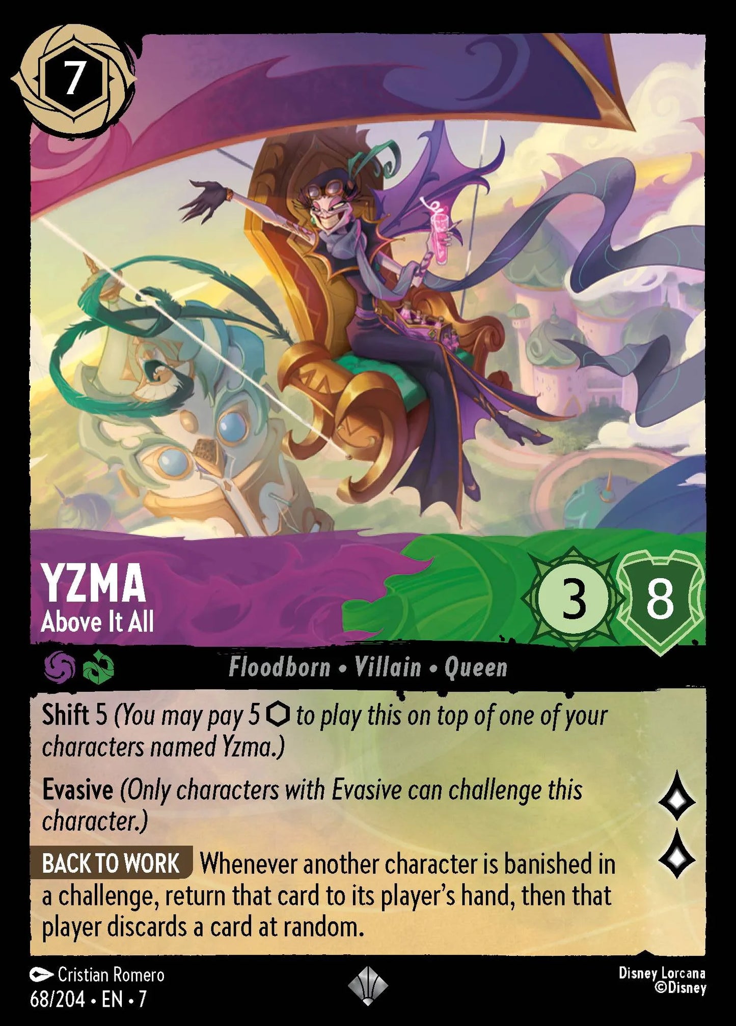 (068/204) Lorcana Archazia's Island Single: Yzma - Above It All Holo Super Rare