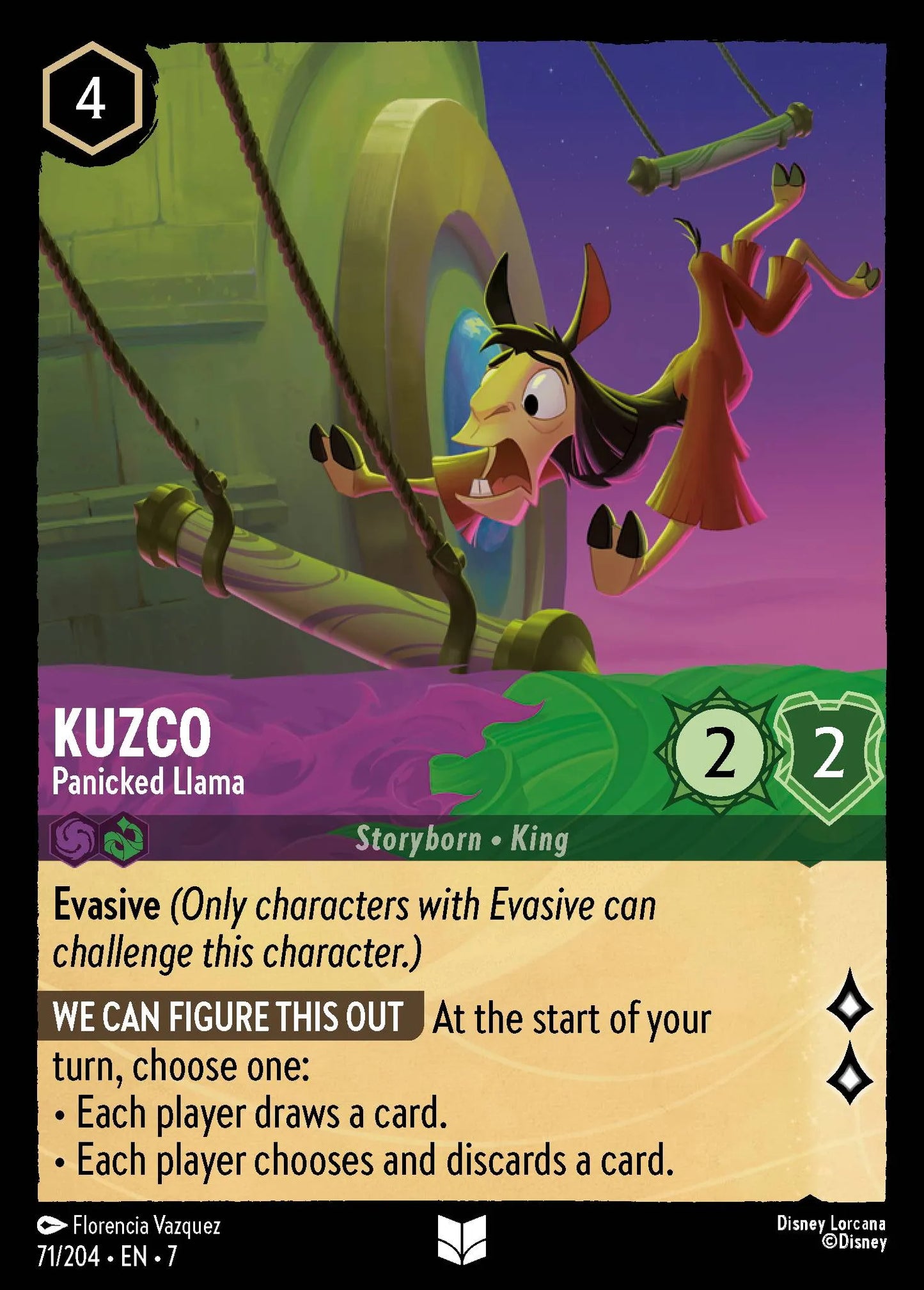 (071/204) Lorcana Archazia's Island Single: Kuzco - Panicked Llama Holo Uncommon