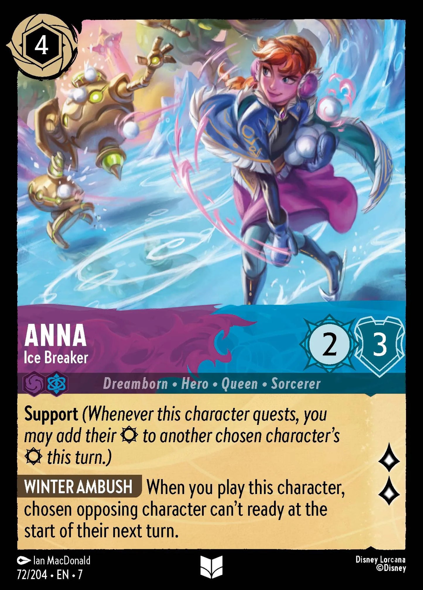 (072/204) Lorcana Archazia's Island Single: Anna - Ice Breaker  Uncommon