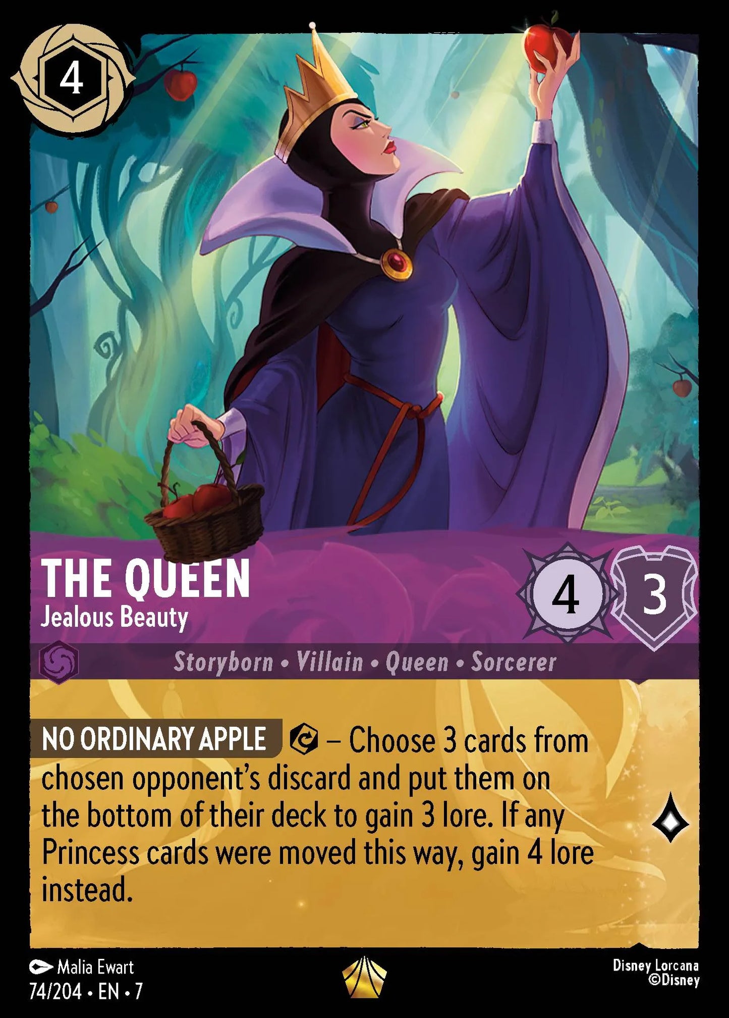 (074/204) Lorcana Archazia's Island Single: The Queen - Jealous Beauty Holo Legendary