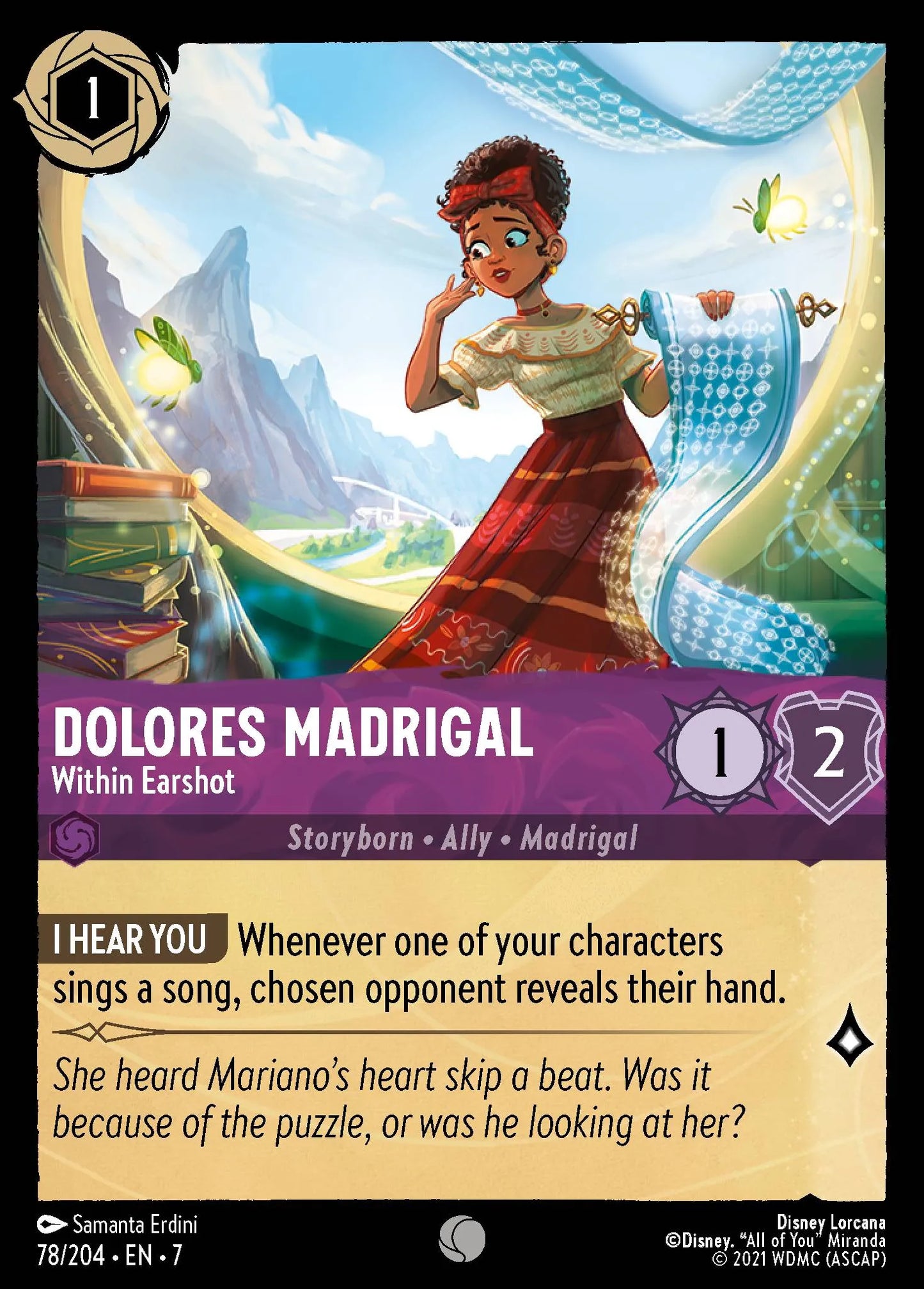 (078/204) Lorcana Archazia's Island Single: Dolores Madrigal - Within Earshot Holo Common