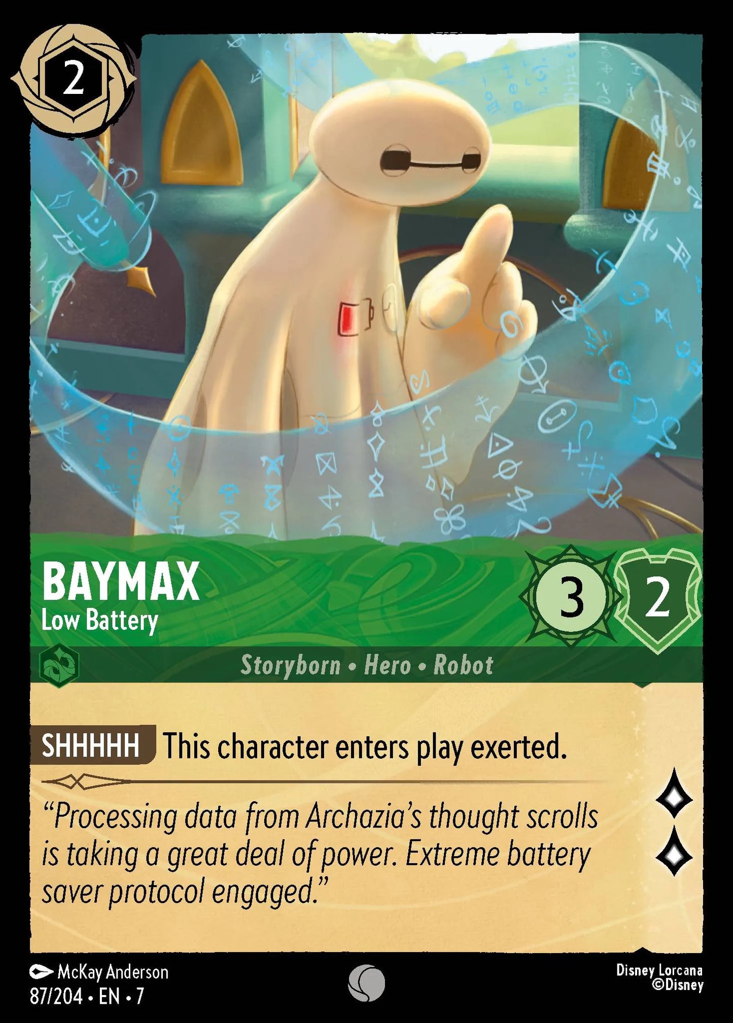 (087/204) Lorcana Archazia's Island Single: Baymax - Low Battery  Common