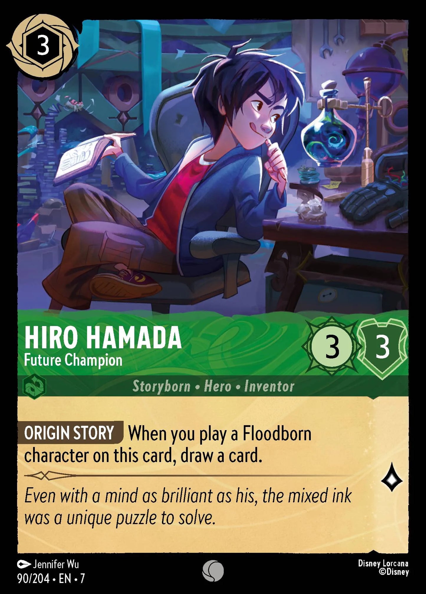 (090/204) Lorcana Archazia's Island Single: Hiro Hamada - Future Champion Holo Common