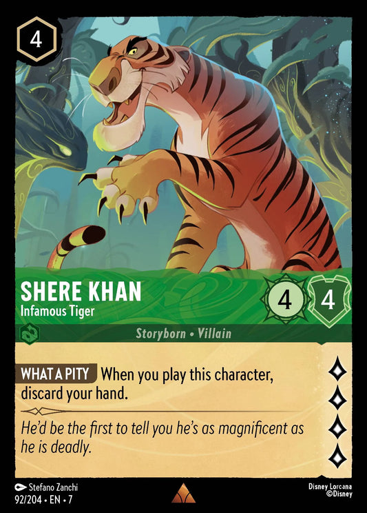 (092/204) Lorcana Archazia's Island Single: Shere Khan - Infamous Tiger  Rare