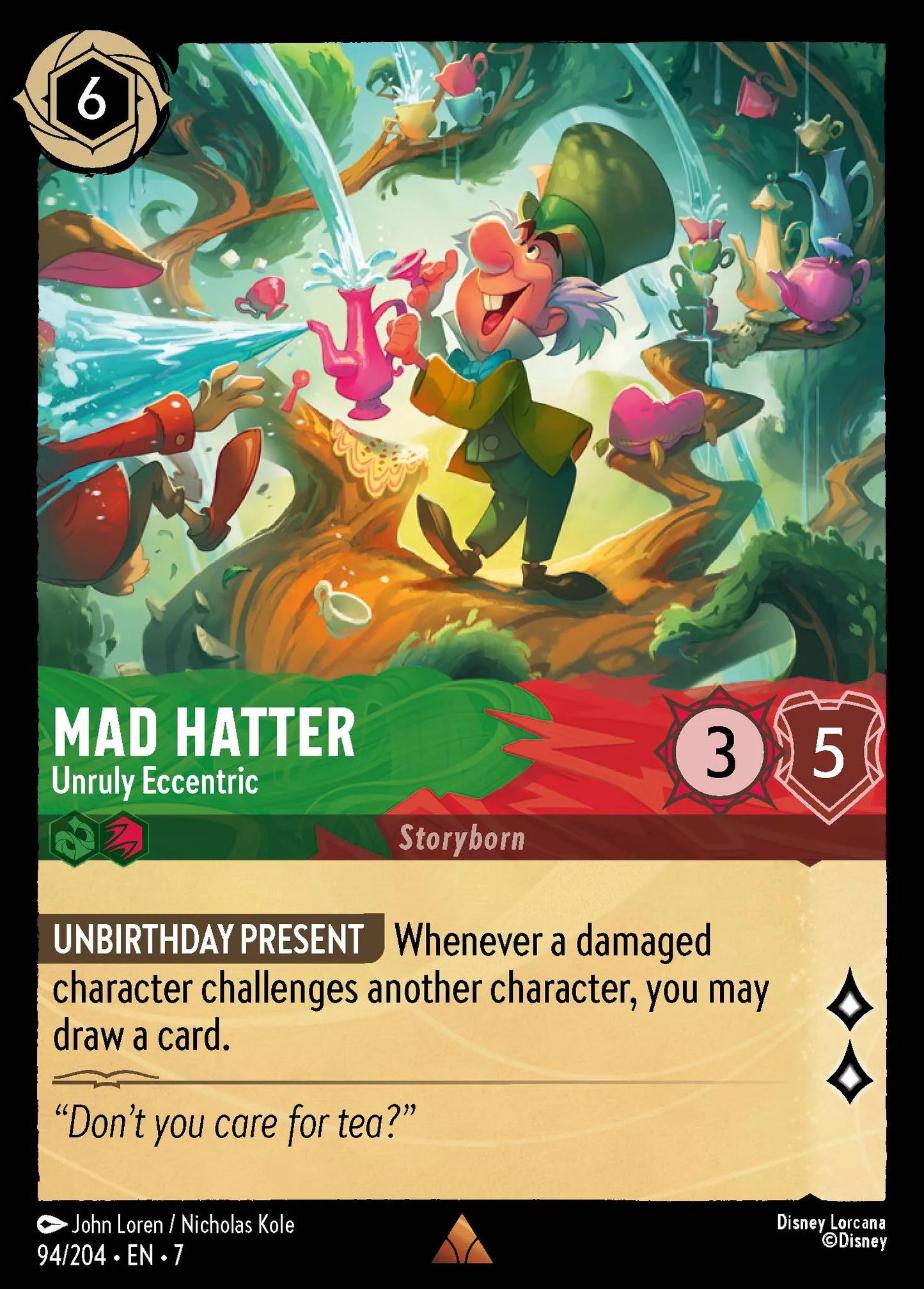 (094/204) Lorcana Archazia's Island Single: Mad Hatter - Unruly Eccentric (V.1) Holo Rare
