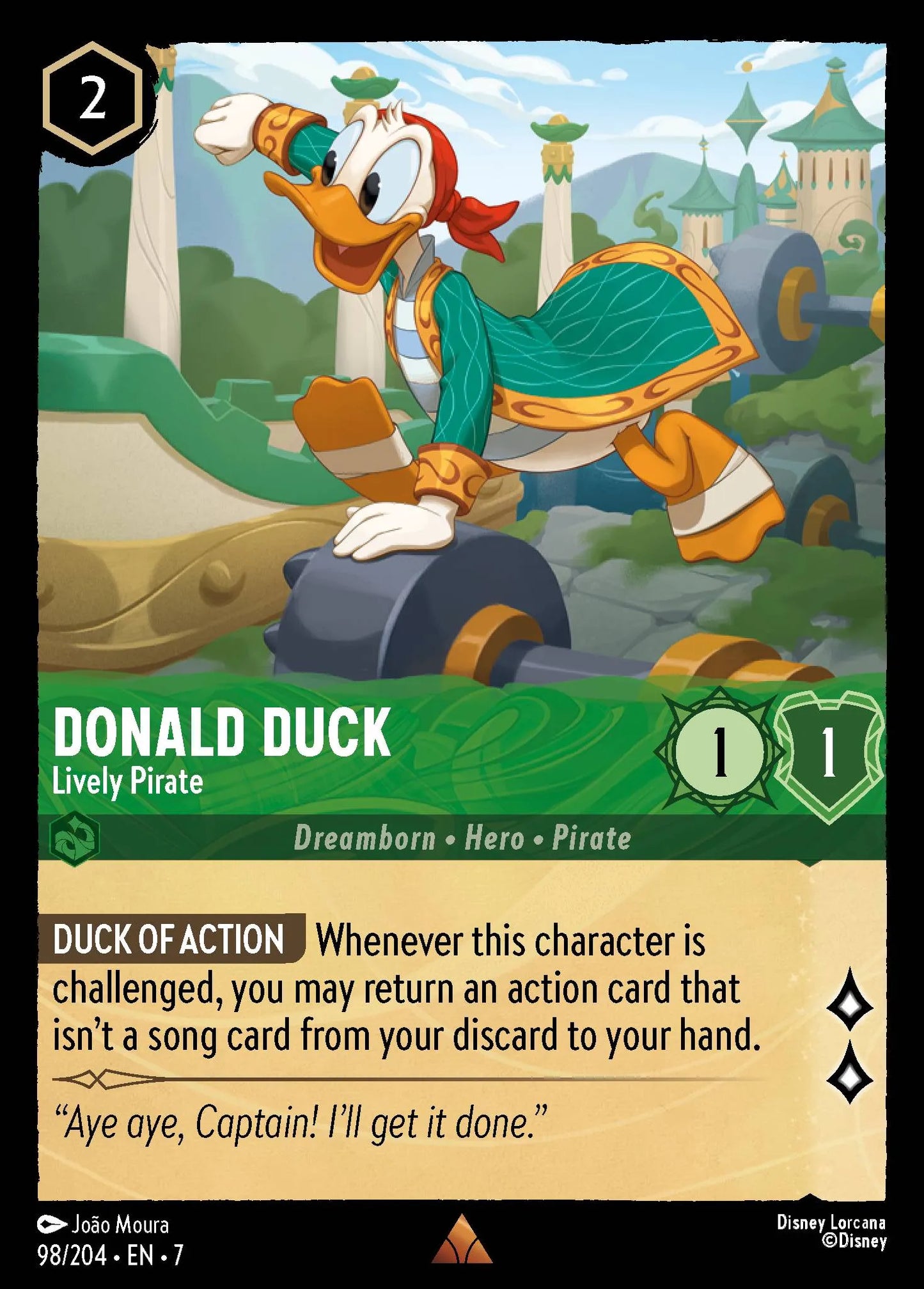 (098/204) Lorcana Archazia's Island Single: Donald Duck - Lively Pirate  Rare