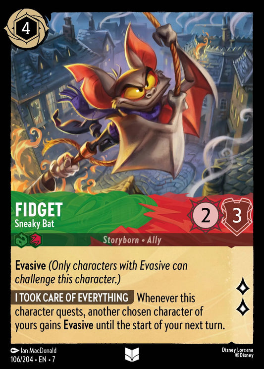 (106/204) Lorcana Archazia's Island Single: Fidget - Sneaky Bat Holo Uncommon