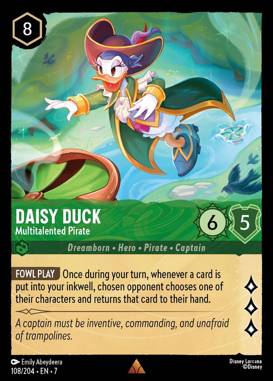 (108/204) Lorcana Archazia's Island Single: Daisy Duck - Multitalented Pirate Holo Rare