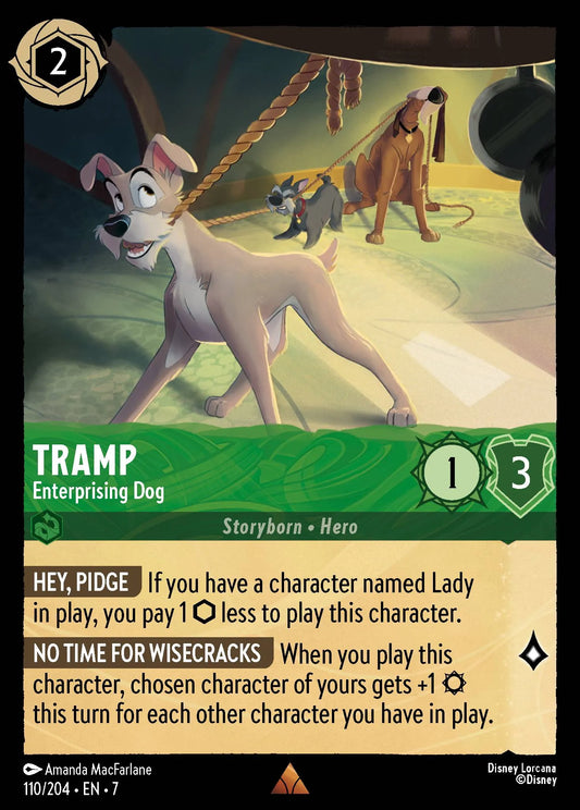 (110/204) Lorcana Archazia's Island Single: Tramp - Enterprising Dog (V.1) Holo Rare