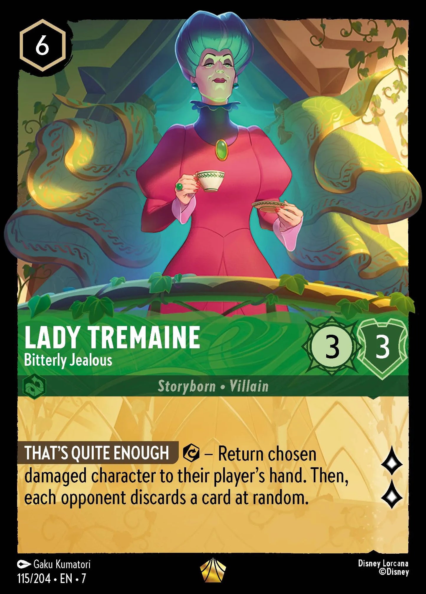 (115/204) Lorcana Archazia's Island Single: Lady Tremaine - Bitterly Jealous  Legendary
