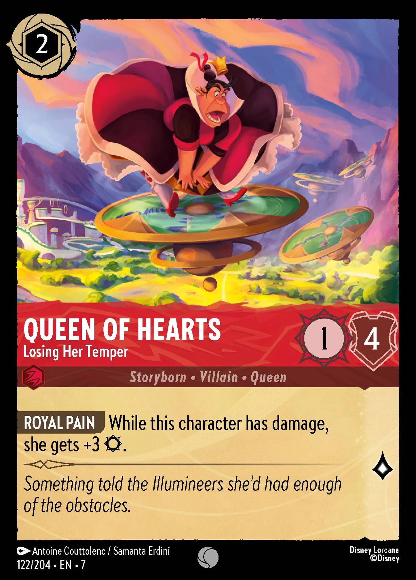 (122/204) Lorcana Archazia's Island Single: Queen of Hearts - Losing Her Temper  Common