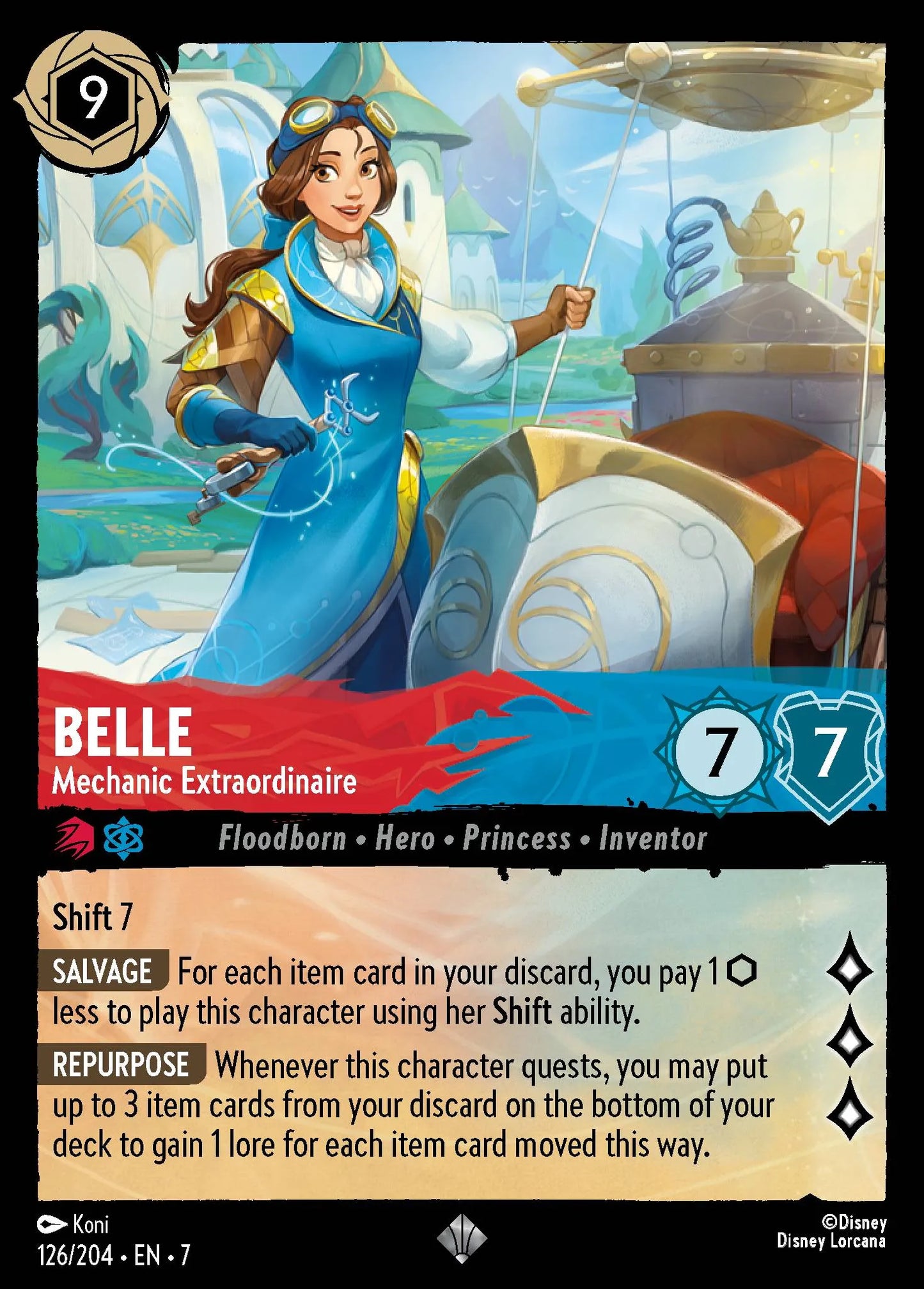 (126/204) Lorcana Archazia's Island Single: Belle - Mechanic Extraordinaire (V.1)  Super Rare