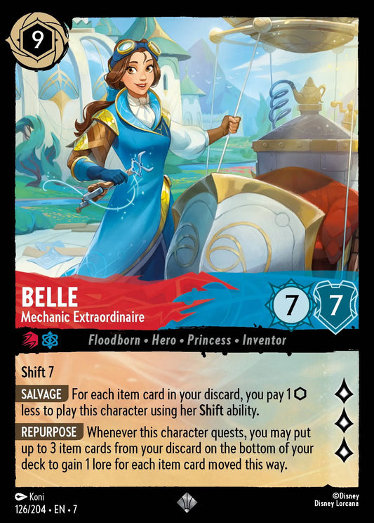 (126/204) Lorcana Archazia's Island Single: Belle - Mechanic Extraordinaire (V.1) Holo Super Rare