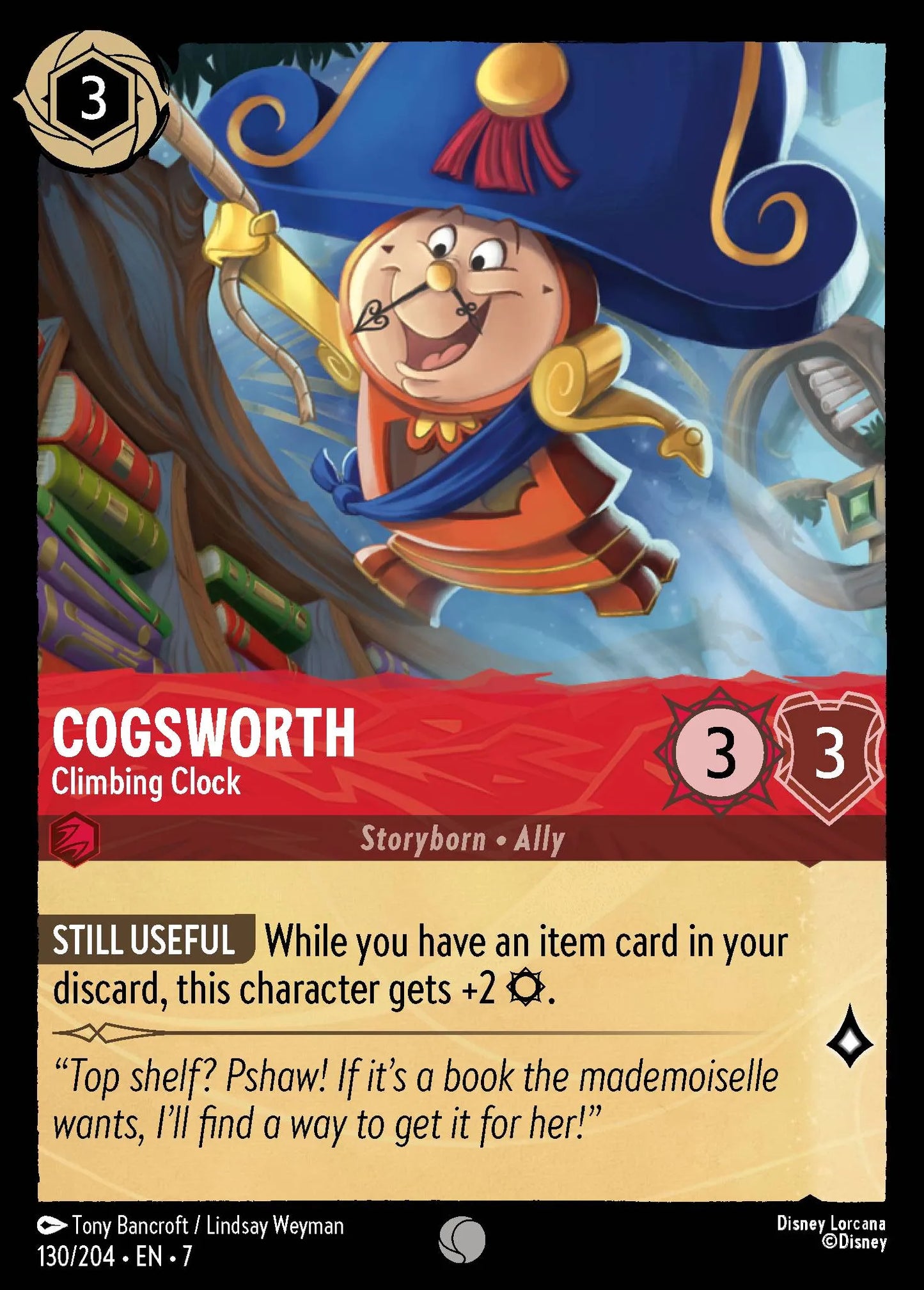 (130/204) Lorcana Archazia's Island Single: Cogsworth - Climbing Clock  Common