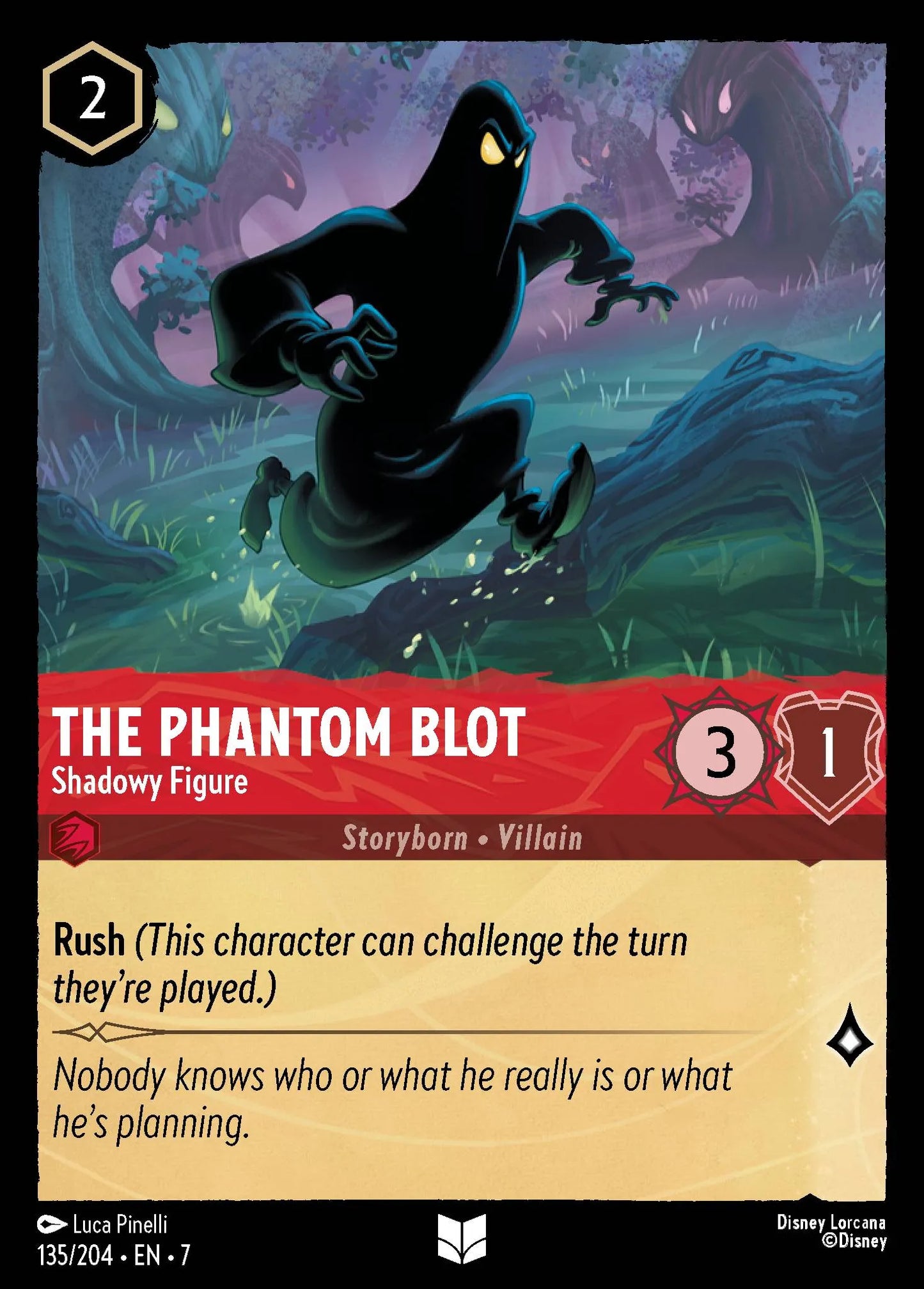 (135/204) Lorcana Archazia's Island Single: The Phantom Blot - Shadowy Figure Holo Uncommon