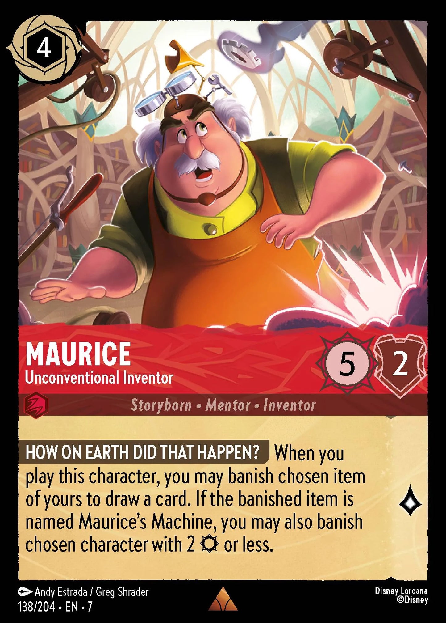 (138/204) Lorcana Archazia's Island Single: Maurice - Unconventional Inventor  Rare