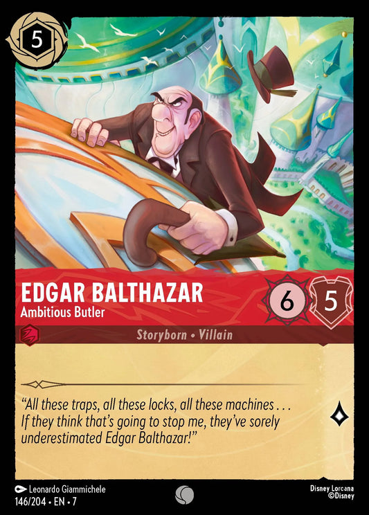 (146/204) Lorcana Archazia's Island Single: Edgar Balthazar - Ambitious Butler Holo Common
