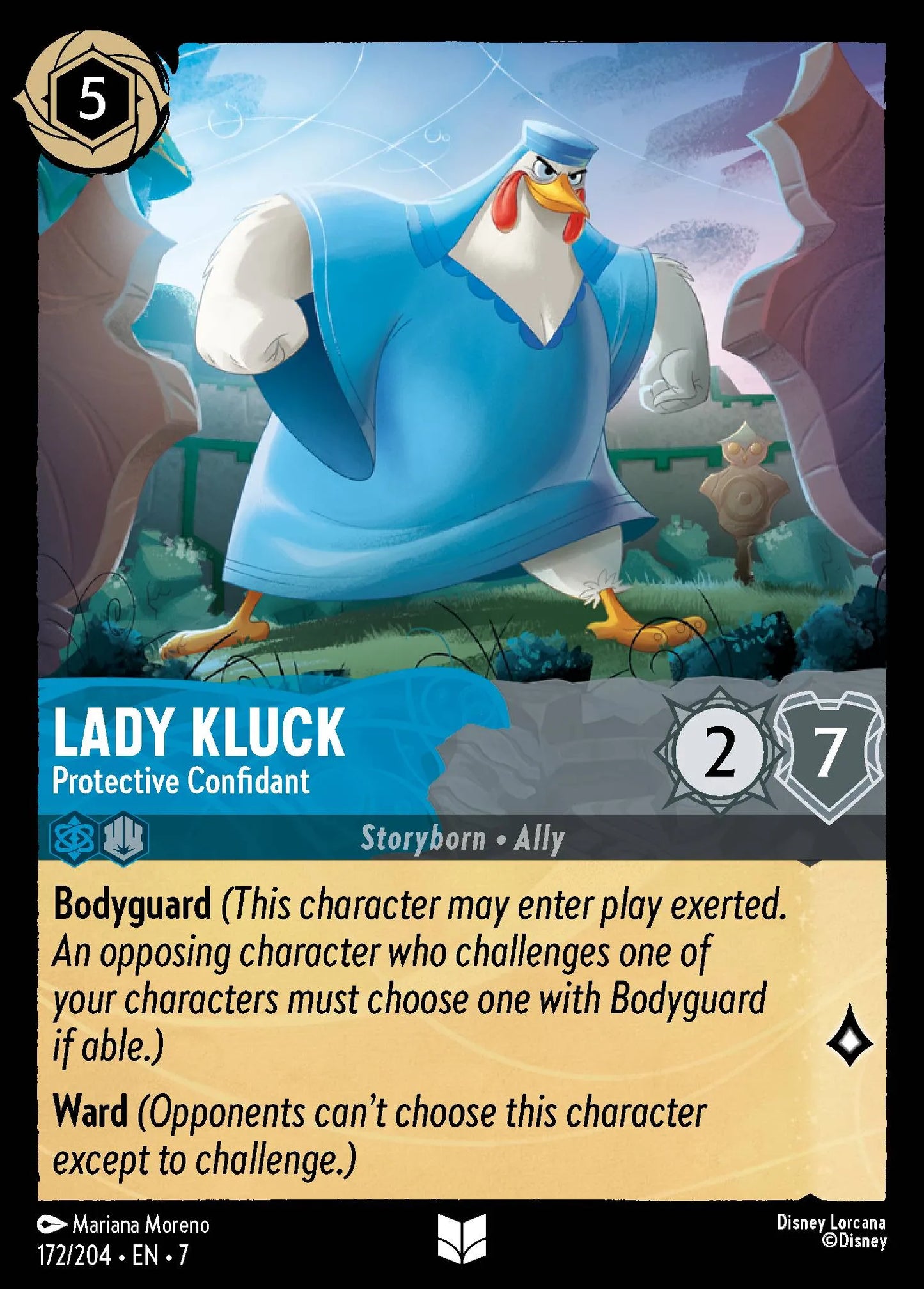 (172/204) Lorcana Archazia's Island Single: Lady Kluck - Protective Confidant Holo Uncommon