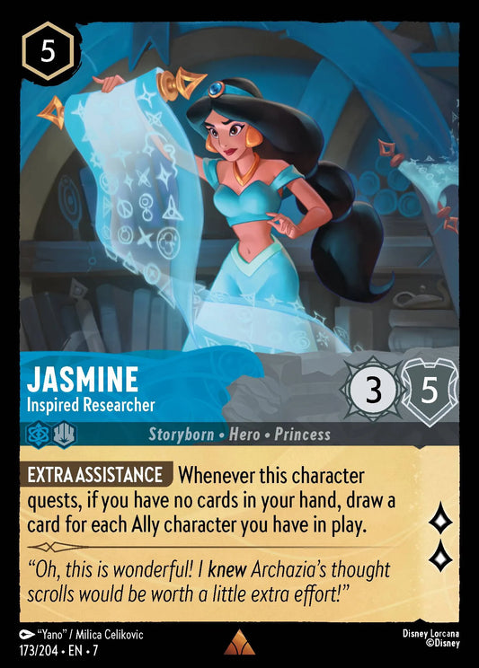 (173/204) Lorcana Archazia's Island Single: Jasmine - Inspired Researcher Holo Rare