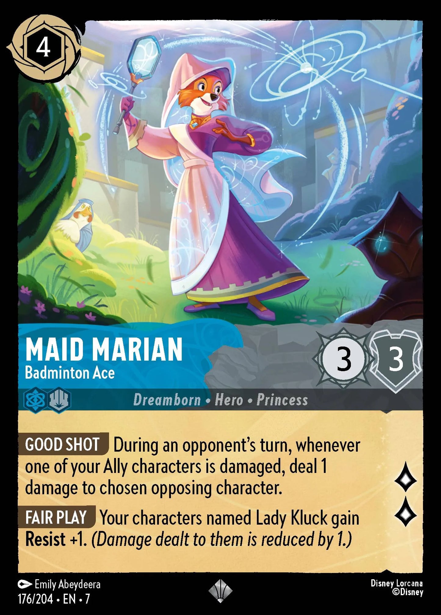 (176/204) Lorcana Archazia's Island Single: Maid Marian - Badminton Ace  Super Rare