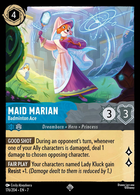 (176/204) Lorcana Archazia's Island Single: Maid Marian - Badminton Ace Holo Super Rare