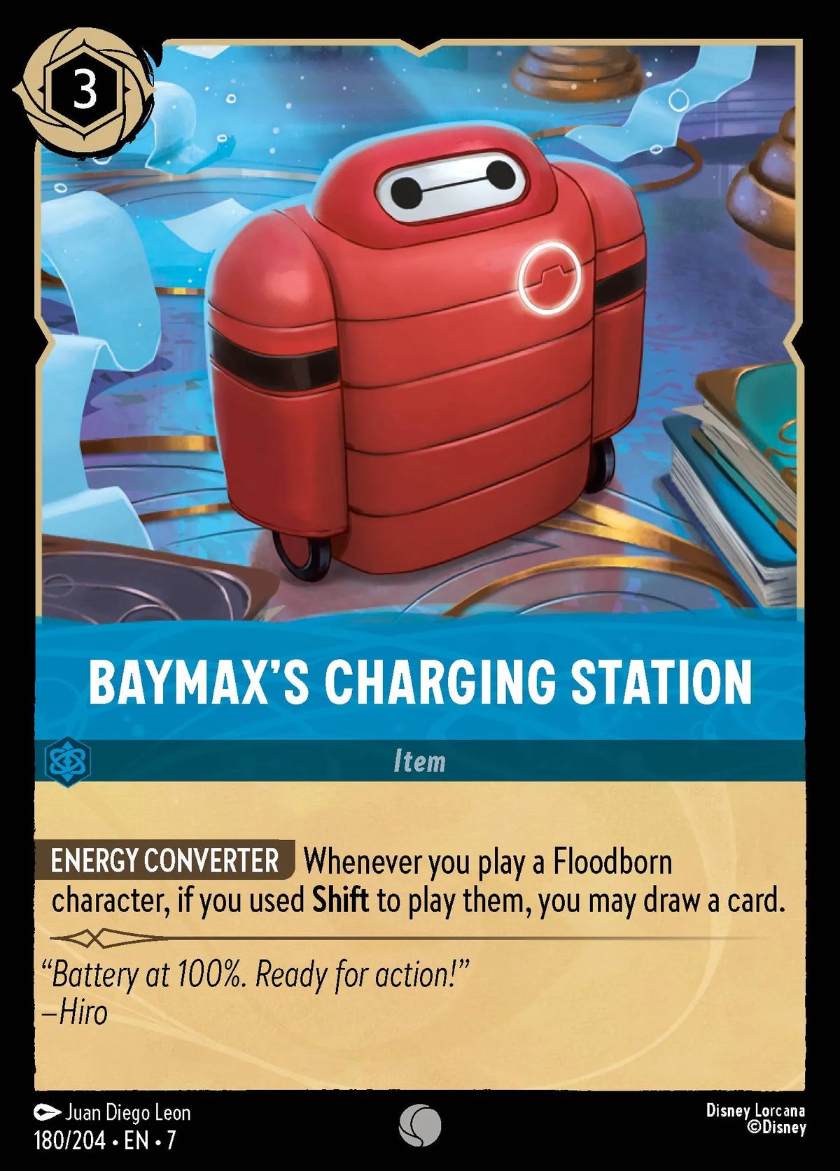 (180/204) Lorcana Archazia's Island Single: Baymax's Charging Station Holo Common
