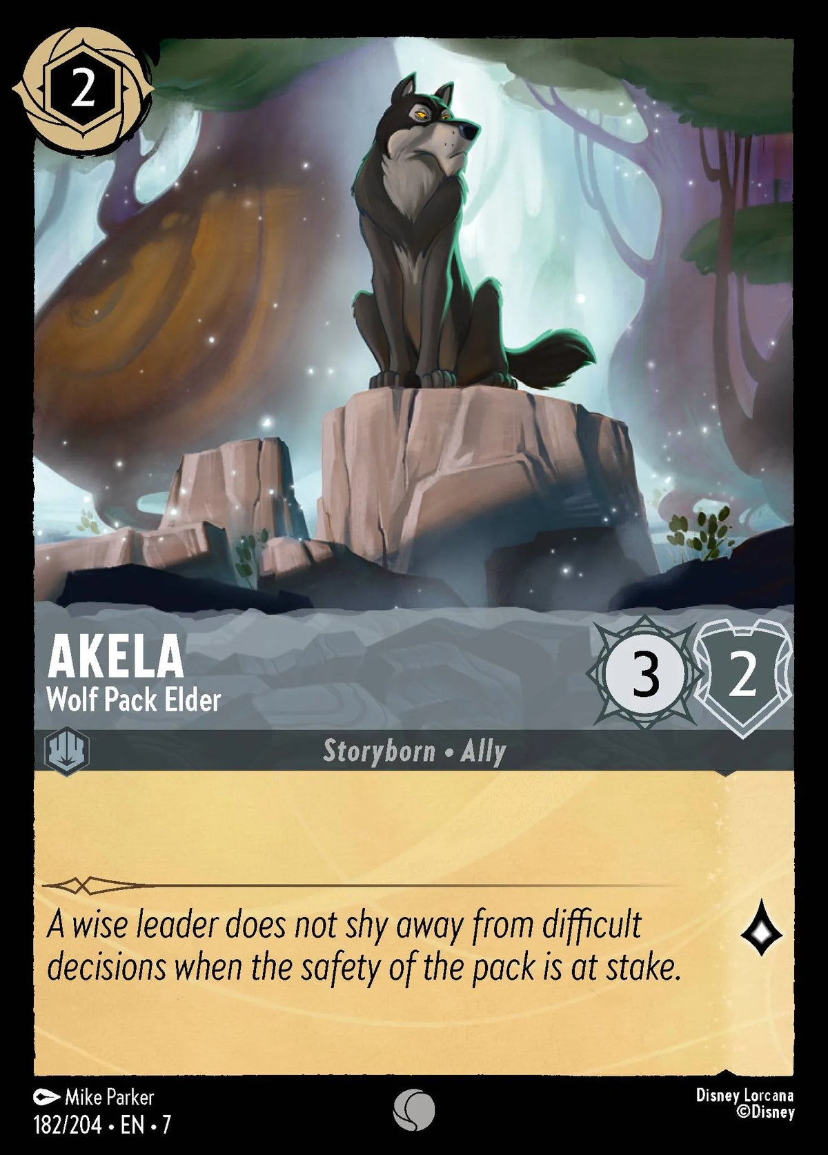 (182/204) Lorcana Archazia's Island Single: Akela - Wolf Pack Elder  Common