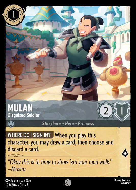 (193/204) Lorcana Archazia's Island Single: Mulan - Disguised Soldier  Common